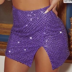 Oh Polly Purple Embellished Mini Skirt